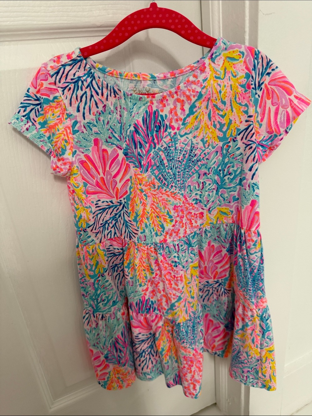 Lilly Pulitzer Girls Coral Reef Print Dress in Pink, Blue, Yellow
